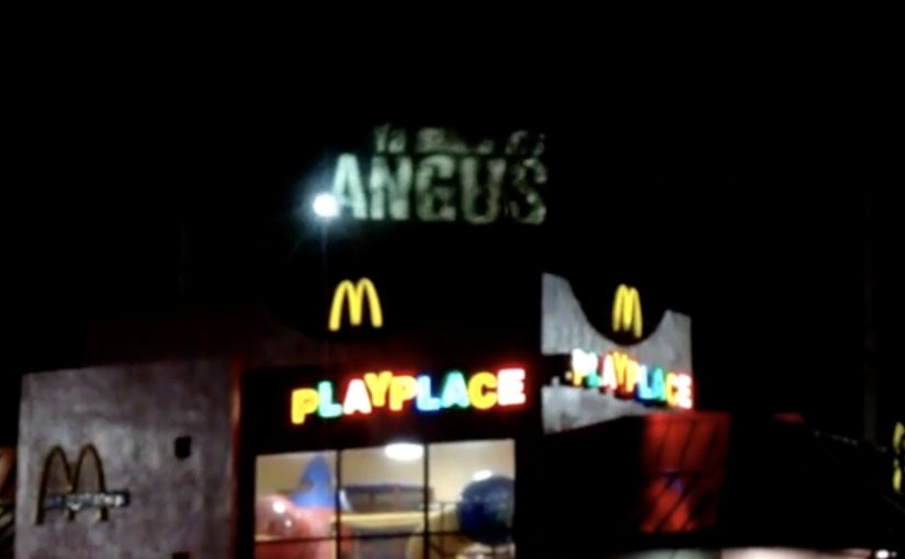 McDonald’s Angus Burger campaign using projected visuals in real grill smoke.