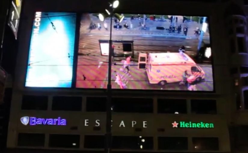 Live interactive billboard against agression