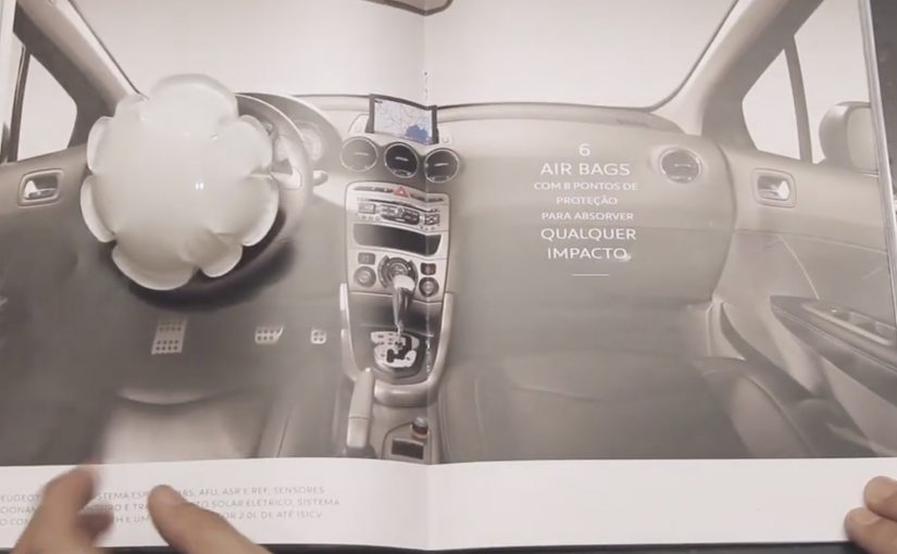 Peugeot 408: Print ad with a real airbag