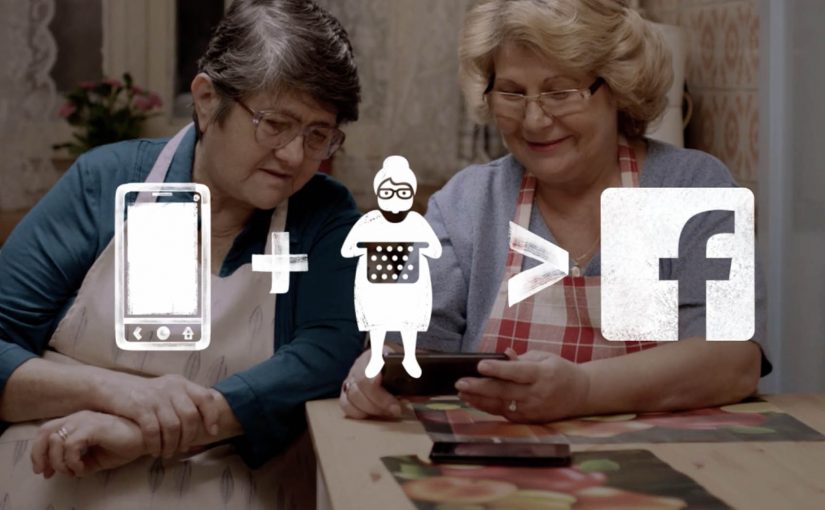 Two elderly women host students for Sunday lunch after connecting through Facebook.