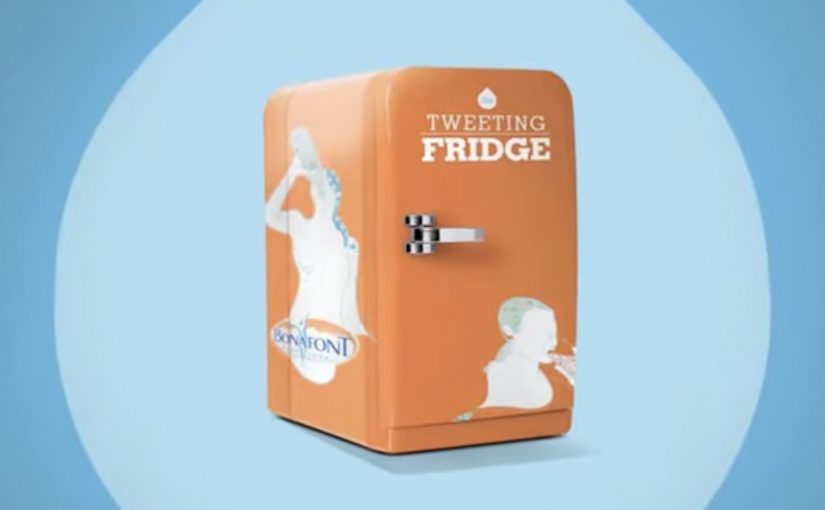 Hero image for Bonafont’s Tweeting Fridge campaign that posts tweets when the fridge door opens.